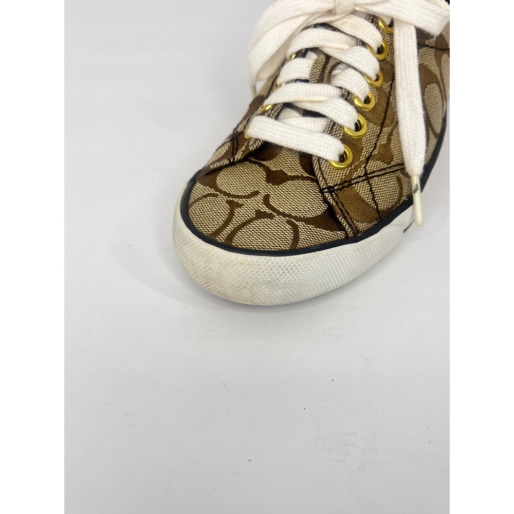 Coach Suzy Sneakers Women 6.5B Brown Signature C Canvas Monogram Low Top Shoes - Picture 9 of 16